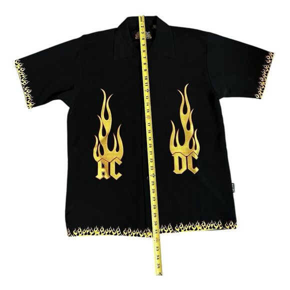 ACDC Flames Highway to Hell Rockware Dragonfly Mens Vintage Button Shirt Medium - Picture 2 of 9